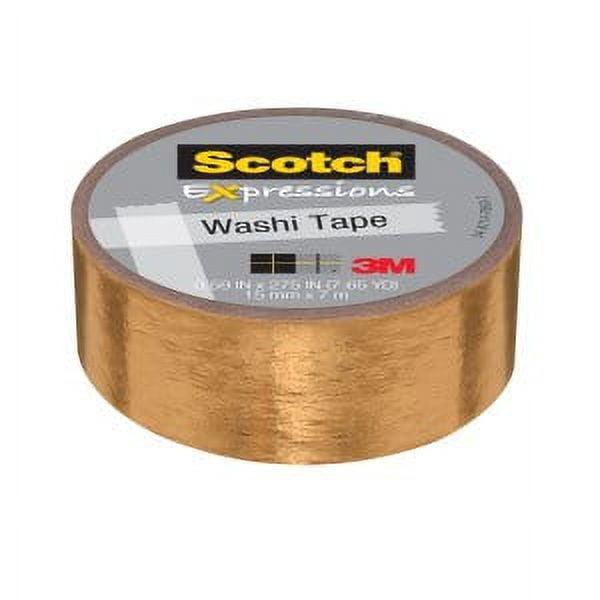 Scotch Expressions Washi Tape C614-GLD, .59 in x 275 in (15 mm x 7 m) Gold Foil