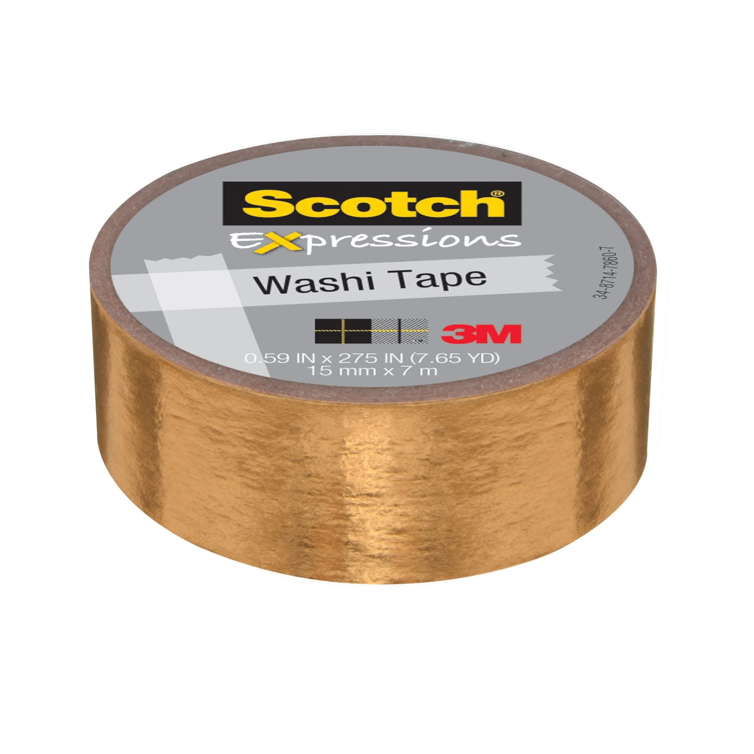 Scotch Expressions Washi Tape, Gold Foil, .59" x 275", 1 Roll