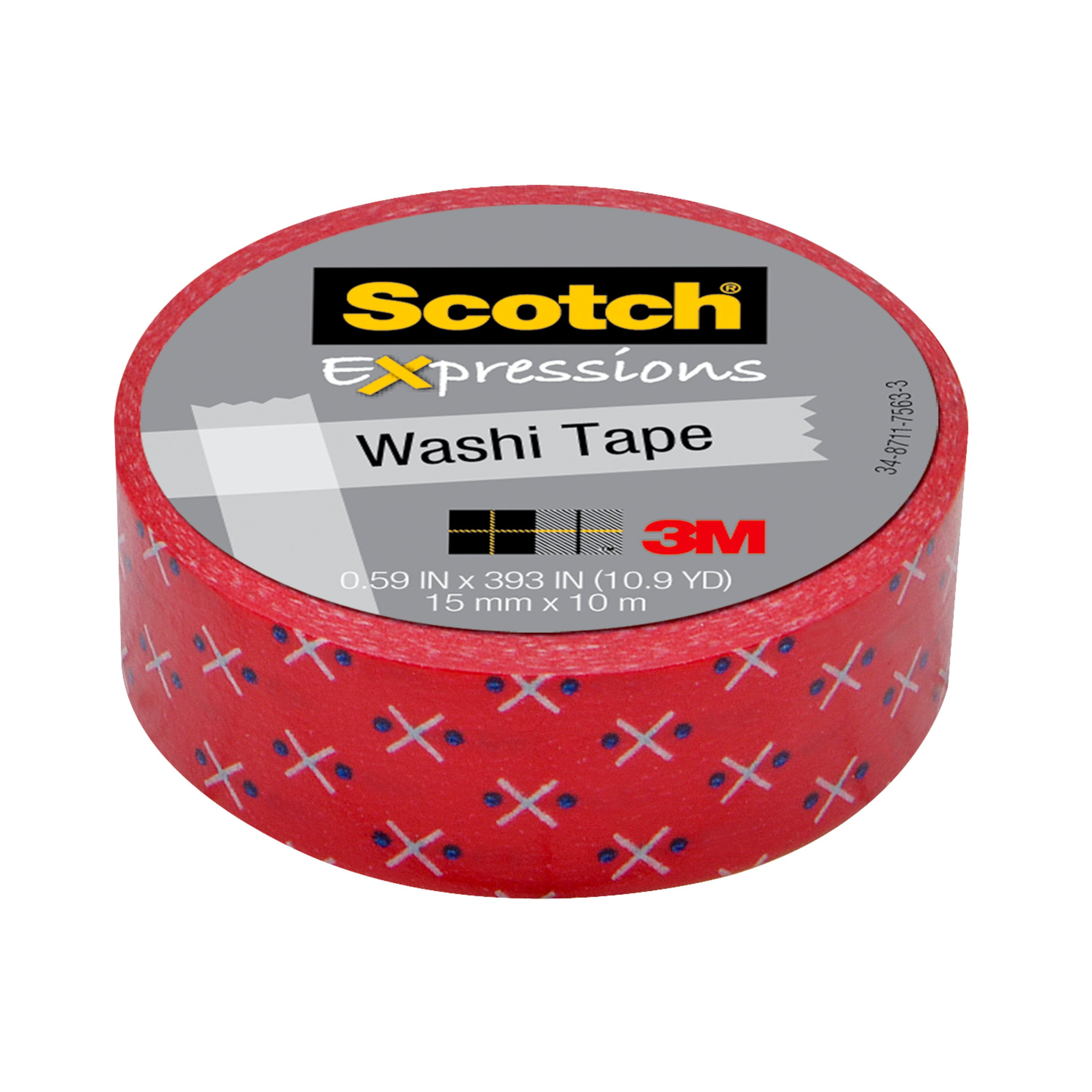 Scotch Expressions Washi Tape, Red Stitch, .59 x 393, 1 Roll