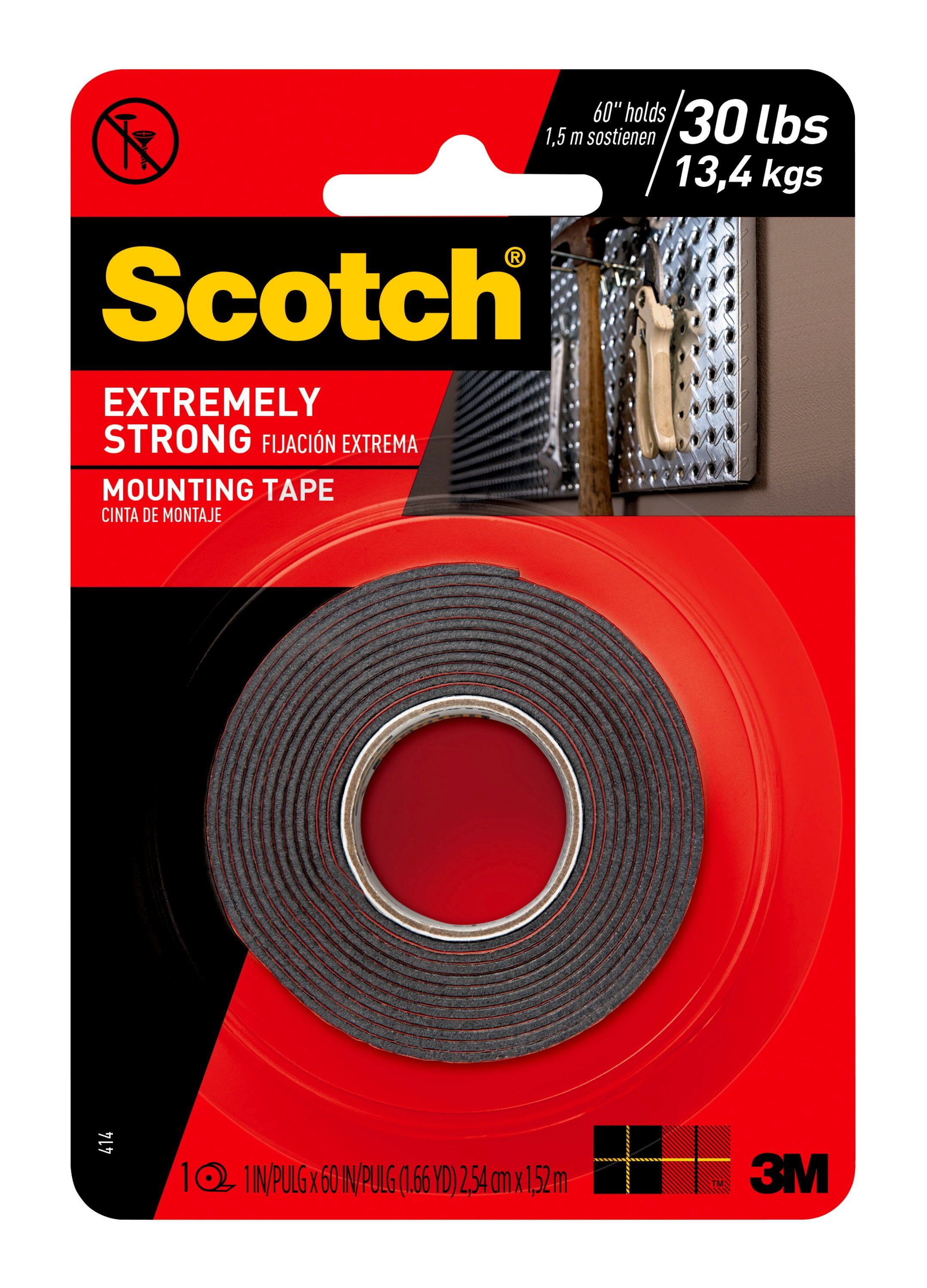 Scotch Mounting Tape Squares 3M 108 Removable 16 Double-Sided Adhesive Foam  Gray, 4 Pack 