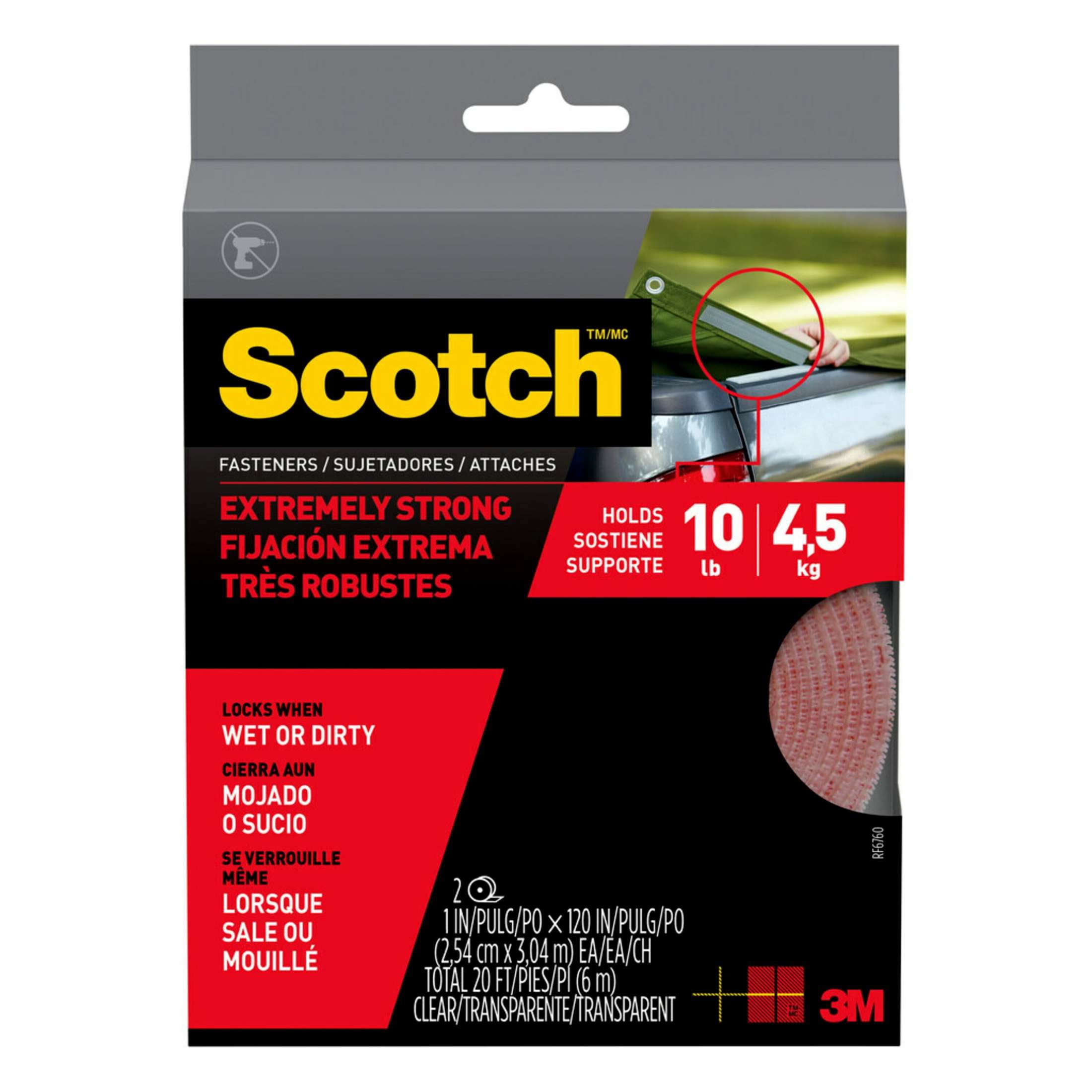 Scotch Extreme Fasteners, 1 in. x 10 ft., Clear, Heavy Duty, Dual Lock ...