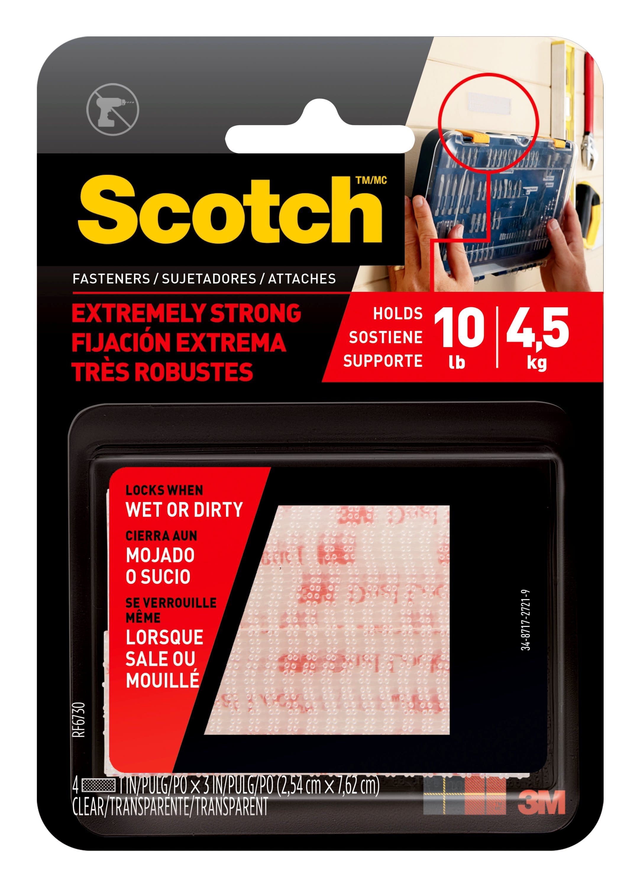 Scotch Extreme Fasteners 1 in x 3 in Clear 2 Sets of Strips