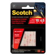 Scotch Extreme Fasteners, Clear, Plastic, 1 in x 1 in, 12 Count, RFD7020, Holds 10 lbs