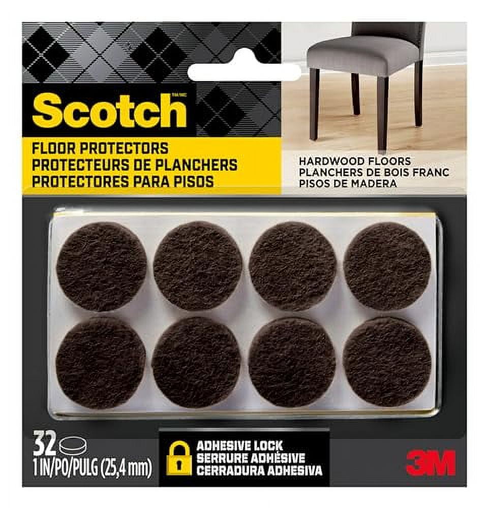 Scotch Felt Pads 32 PCS Brown, Felt Furniture Pads for Protecting