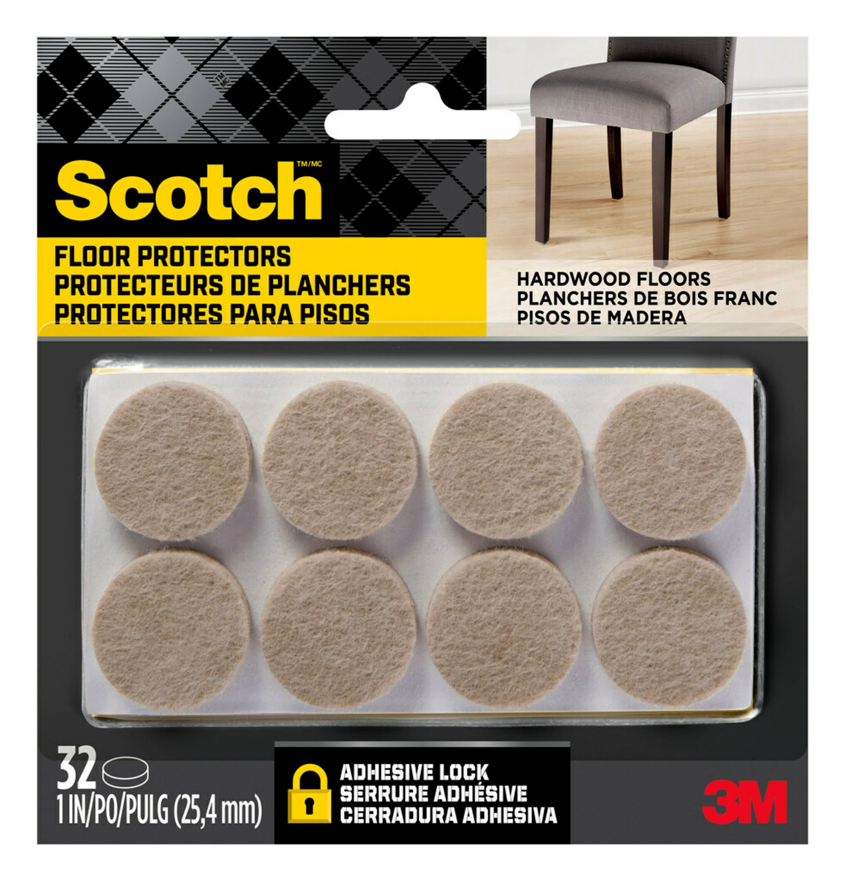 Scotch 32-Pack 1-in Beige Round Felt Pads
