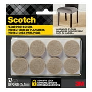 Scotch Felt Pads Round, 1 in. Diameter, Beige, 32/Pack, Hardwood, Tile, Laminate Floor Protection