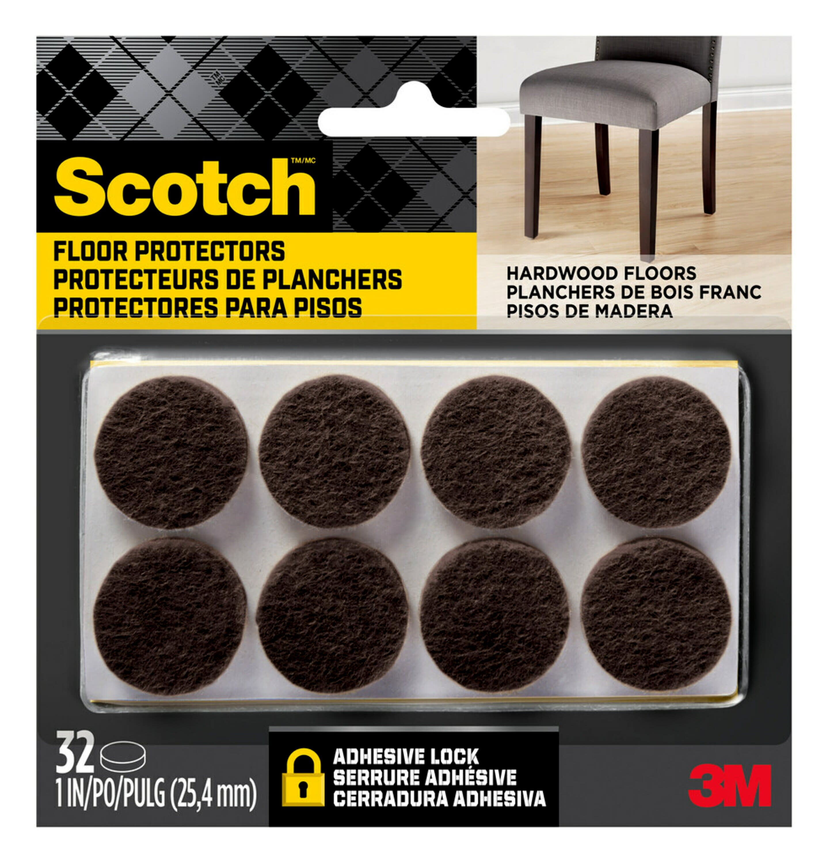 Scotch Felt Pads Value Pack, Beige, Assorted Sizes, 36 Pads