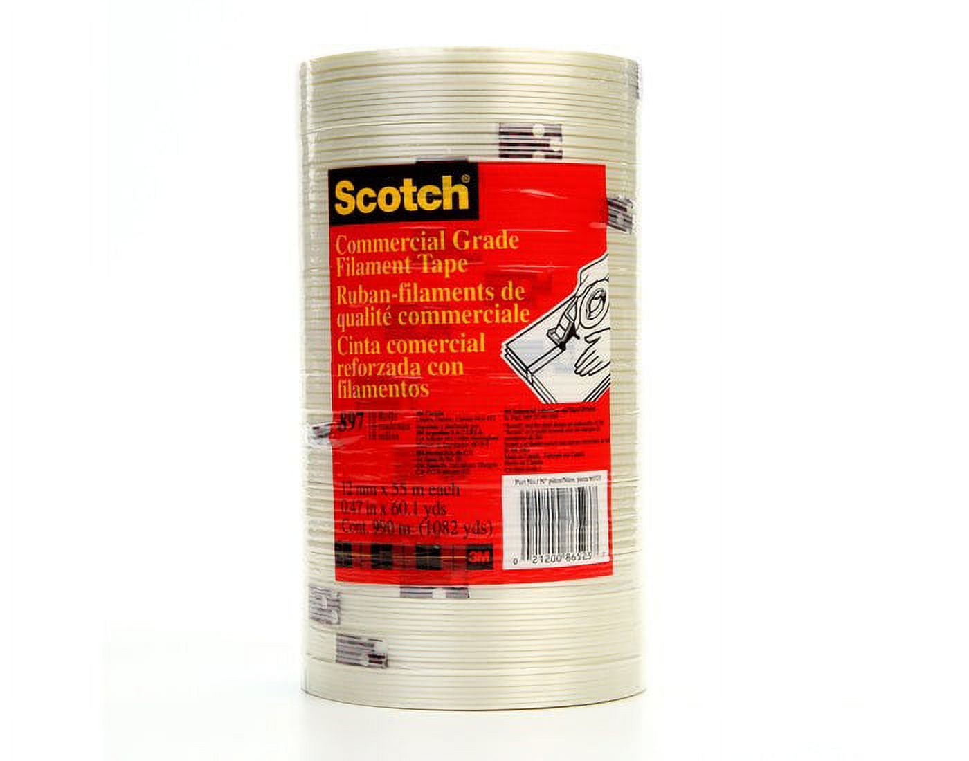 Scotch Filament Tape 897 Clear, 12 mm x 55 m (Pack of 18)