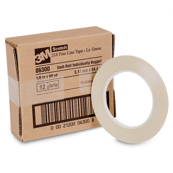 Scotch Fine Line Tape 218 Green, 1/8 In X 60 Yd 5.0 Mil