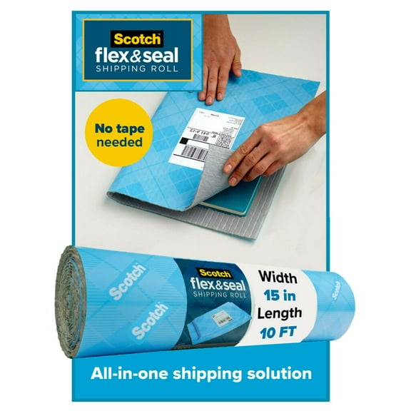 Scotch Flex & Seal Shipping Roll, 15 in x 10 ft, Simple Packaging Alternative to Cardboard Boxes, Bubble Mailers, and Cushioning
