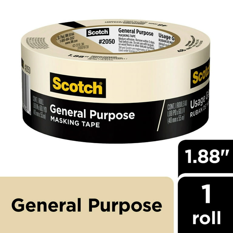 1 1/2 x 60 yards White Masking Tape for General Purpose, Natural