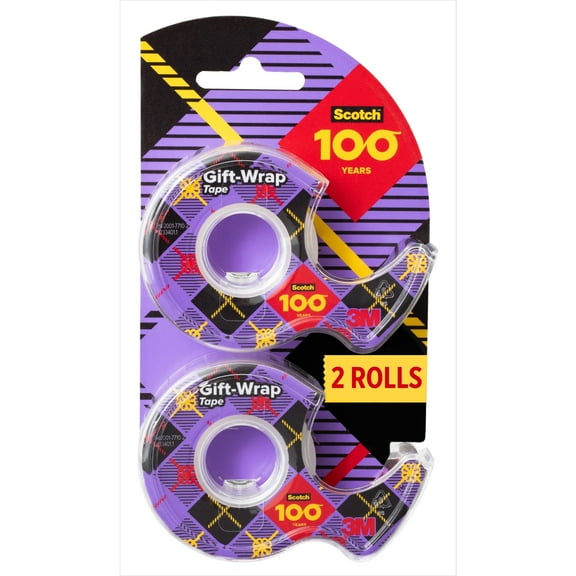 Scotch Gift Wrap Tape, Clear, 3/4 in x 675 in, 2 Dispensers