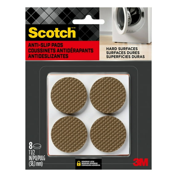 Scotch Furniture Pads, No Slip Floor Protection, Brown, 1.5 in., 8 Circle Grippers