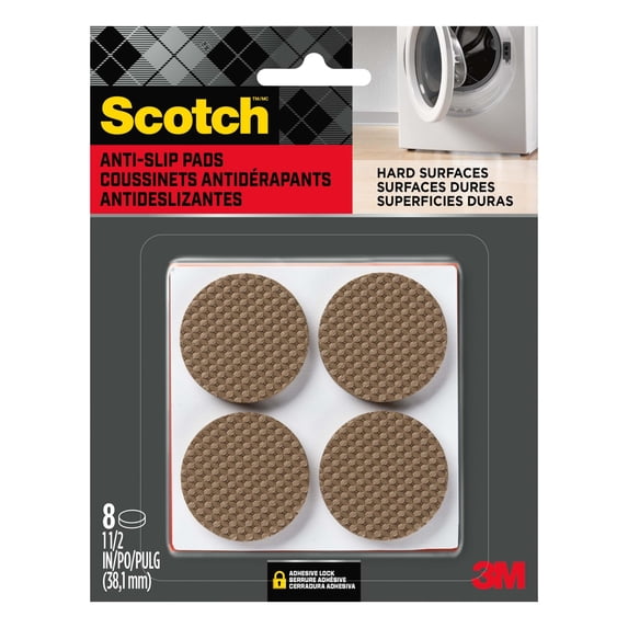 Scotch Furniture Pads, No Slip Floor Protection, Brown, 1.5 in., 8 Circle Grippers