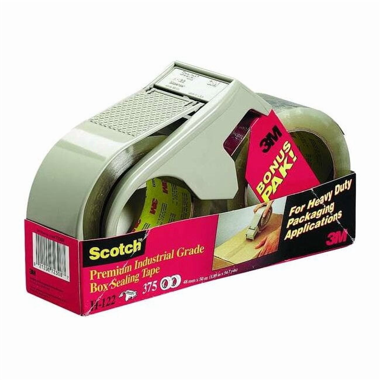 Packaging Tape with Dispenser, 2 in Max. Tape Width. 4 3/4 in Tape Core Dia, Clam Shell, Plastic