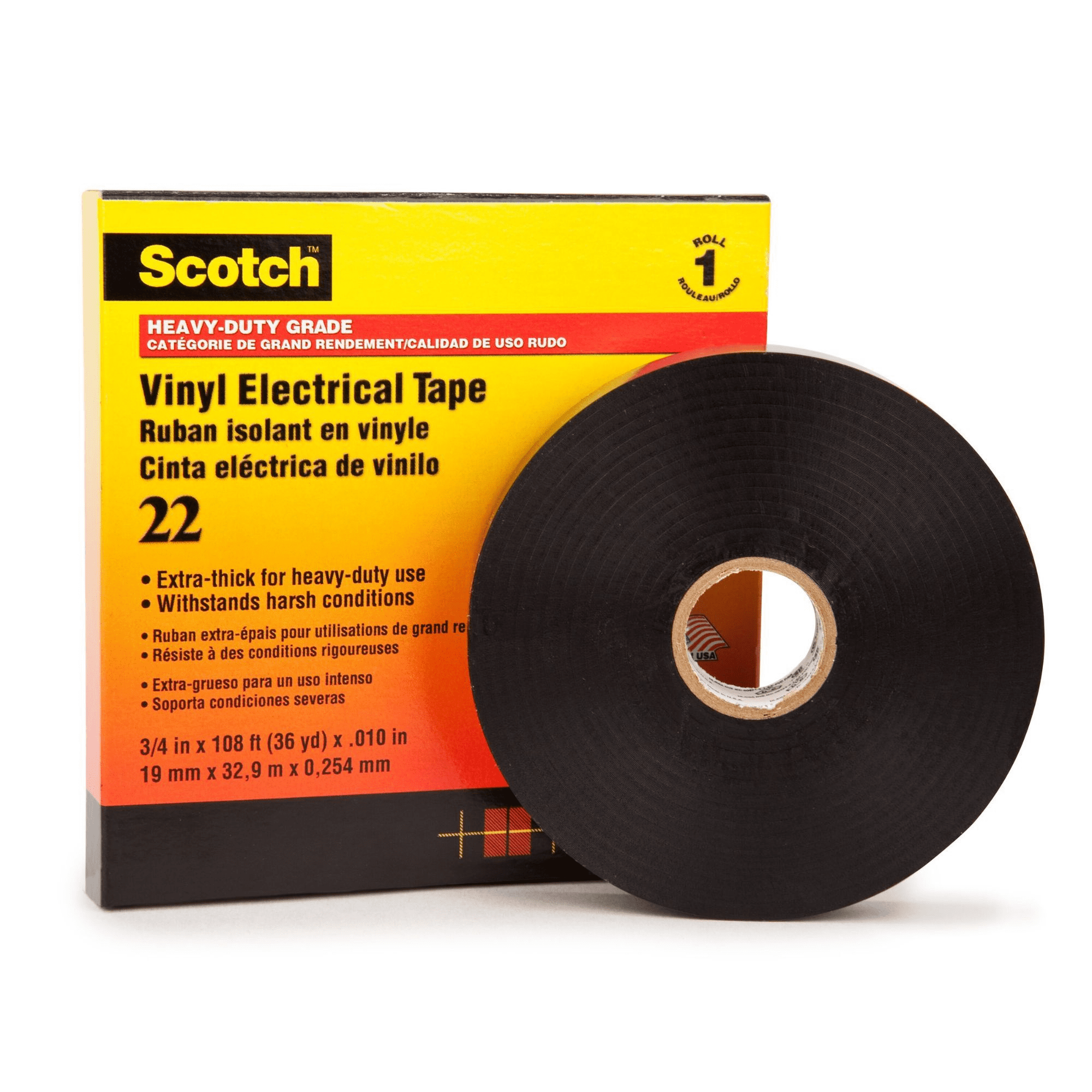 Scotch Heavy-Duty Grade Extra Thick Electrical Tape (22): 3/4 in. x 36 yds. (Black)