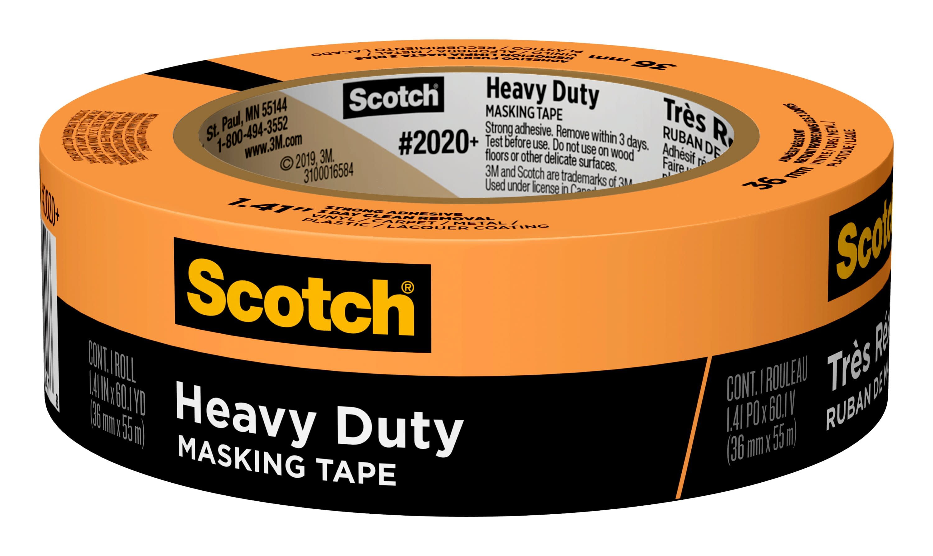 Scotch Heavy Duty Masking Tape, 1.41 in x 60.1 yd, Orange, 1 Roll