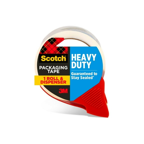 Scotch Heavy Duty Packaging Tape, Clear, 1.88 in x 38.2 yd, 1 Roll and Dispenser