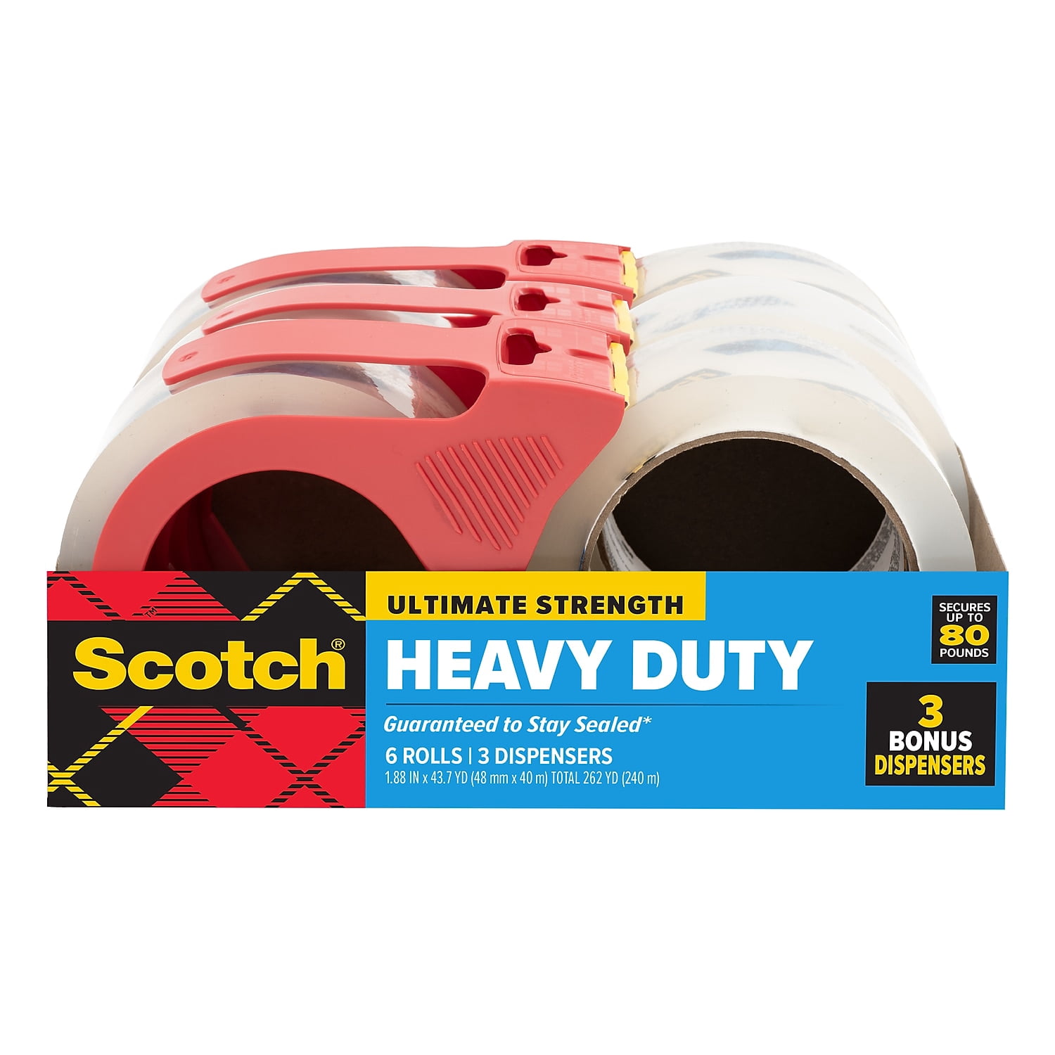 Scotch Heavy Duty Packing Tape with Dispenser 1.88" x 43.7 yds. Clear 6/Pack (38504063BRD2GC)