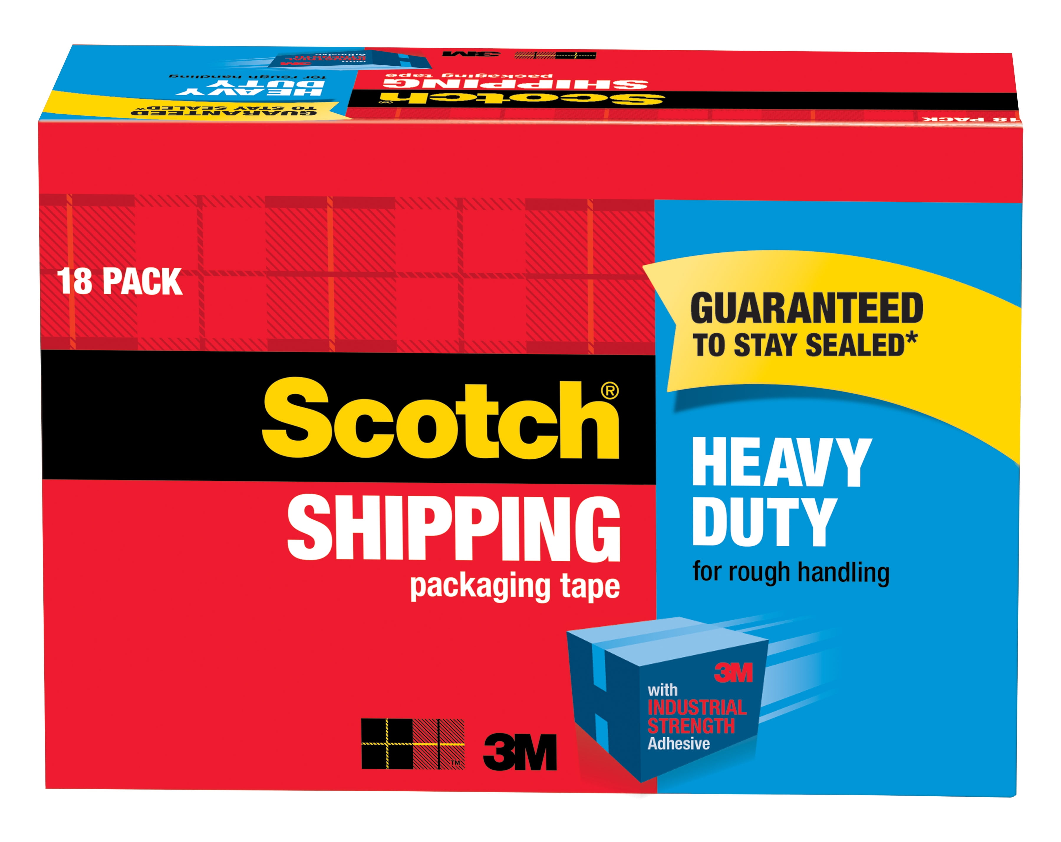 Scotch Heavy Duty Shipping Packaging Tape, 3850-18CP, 1.88 in x 54.6 yd (48 mm x 50 m), 18 Pack