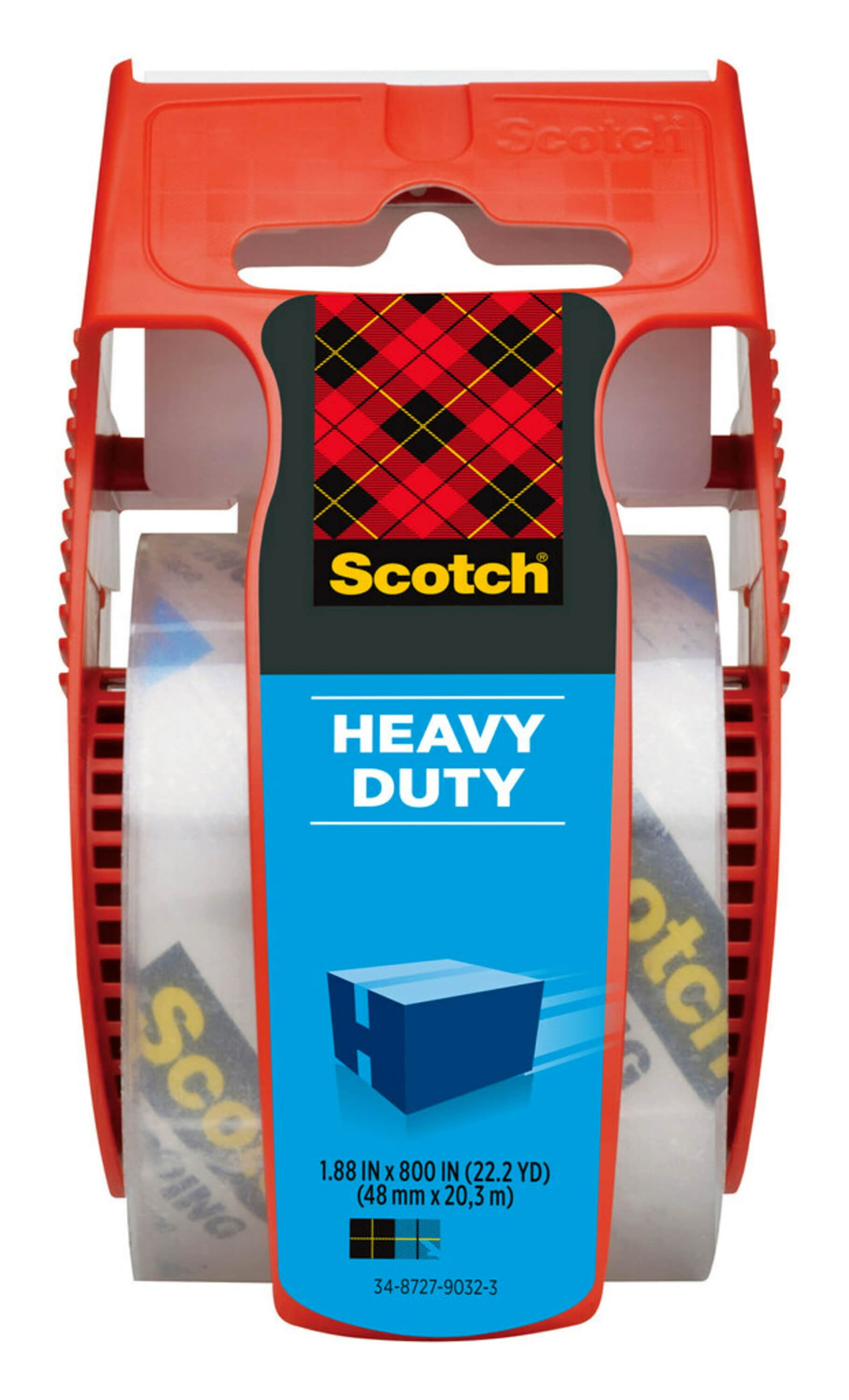 Scotch Heavy Duty Shipping Packaging Tape Dispenser, Clear, 1.88 x 27.7  yd., 1 Total