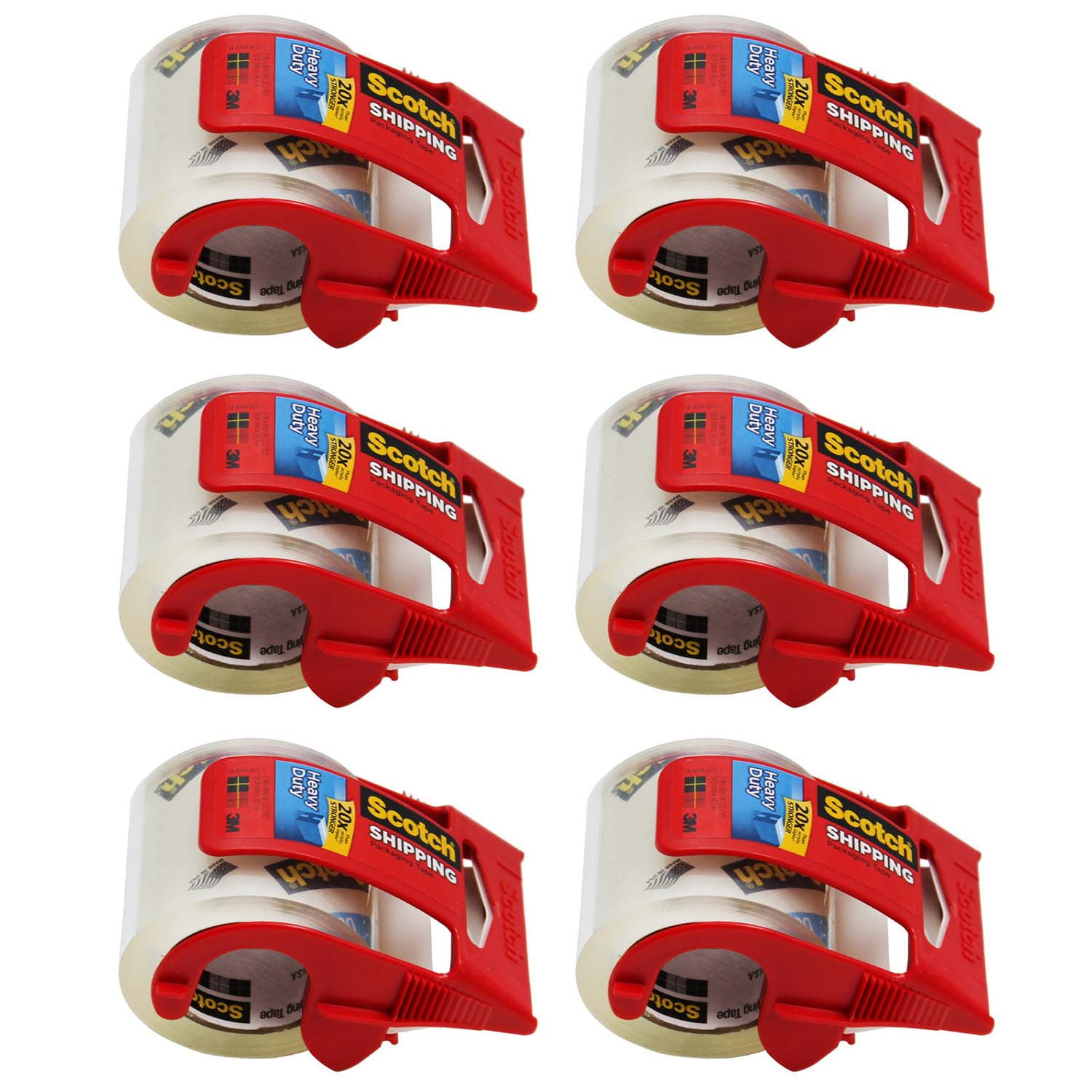 Scotch Heavy Duty Shipping Packaging Tape with Dispenser, 2" x 800", 6 Rolls
