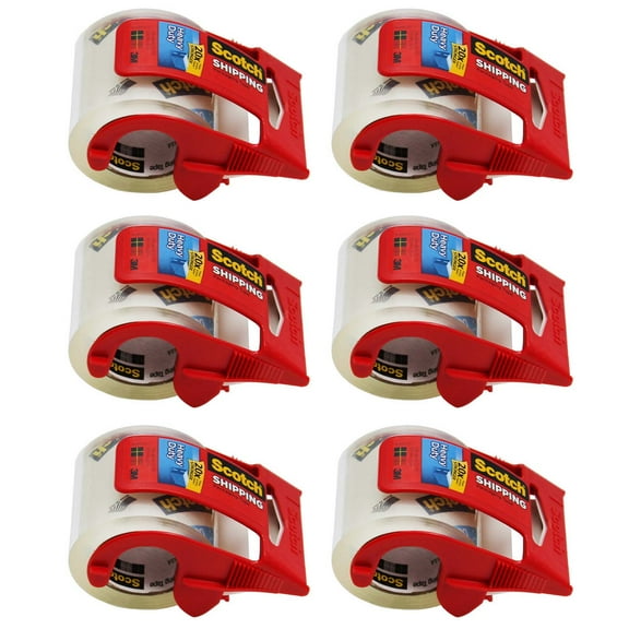 Scotch Heavy Duty Shipping Packaging Tape with Dispenser, 2" x 800", 6 Rolls