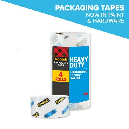 Scotch Heavy Duty Shipping Packing Tape, Clear, 1.88 in. x 54.6 yd., 4 Tape Rolls