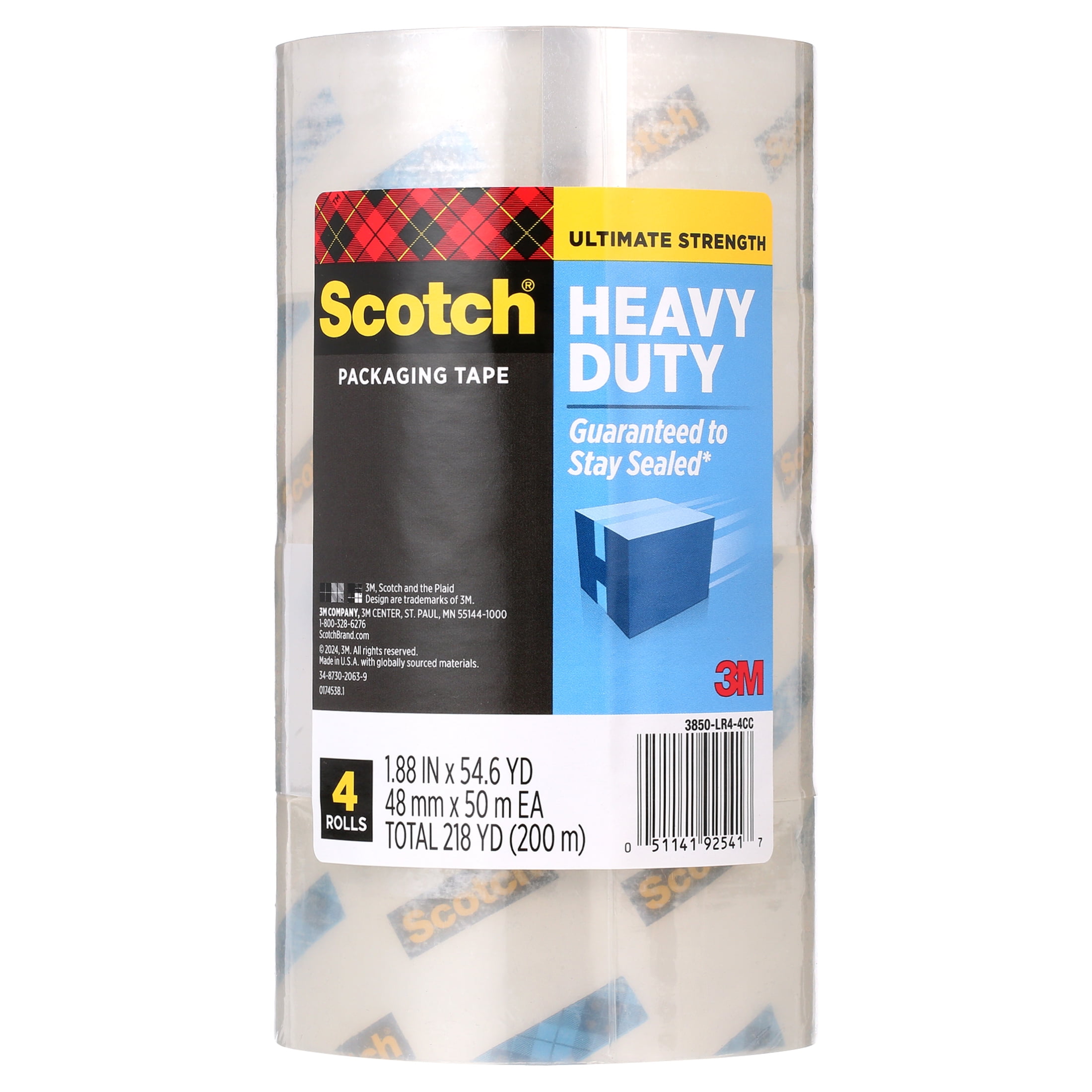 Scotch Heavy Duty Shipping Packing Tape, Clear, 1.88 in. x Scotch Heavy Duty Shipping Packing Tape, Clear, 1.88 in. x