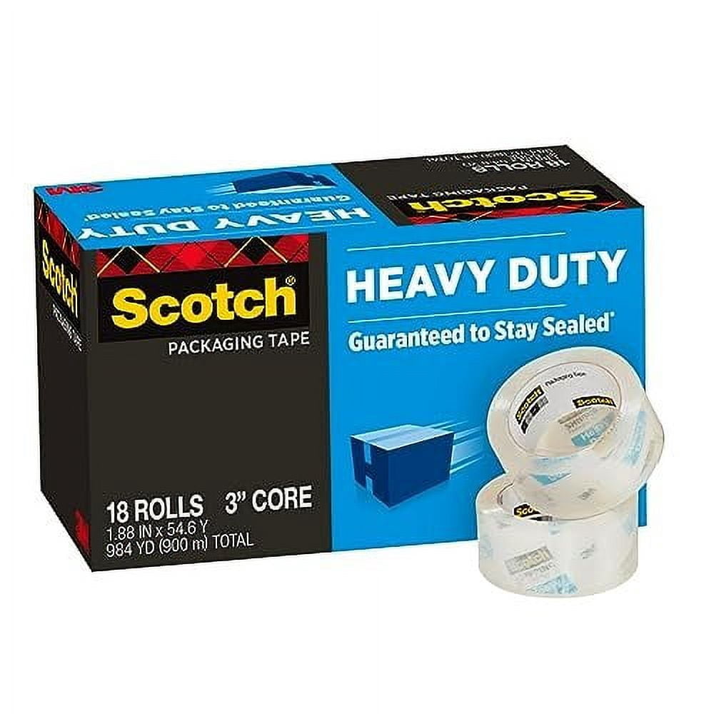 Scotch Heavy Duty Shipping Packing Tape, Clear, Shipping and Packaging Supplies, 1.88 in. x 54.6 yd., 18 Tape Rolls