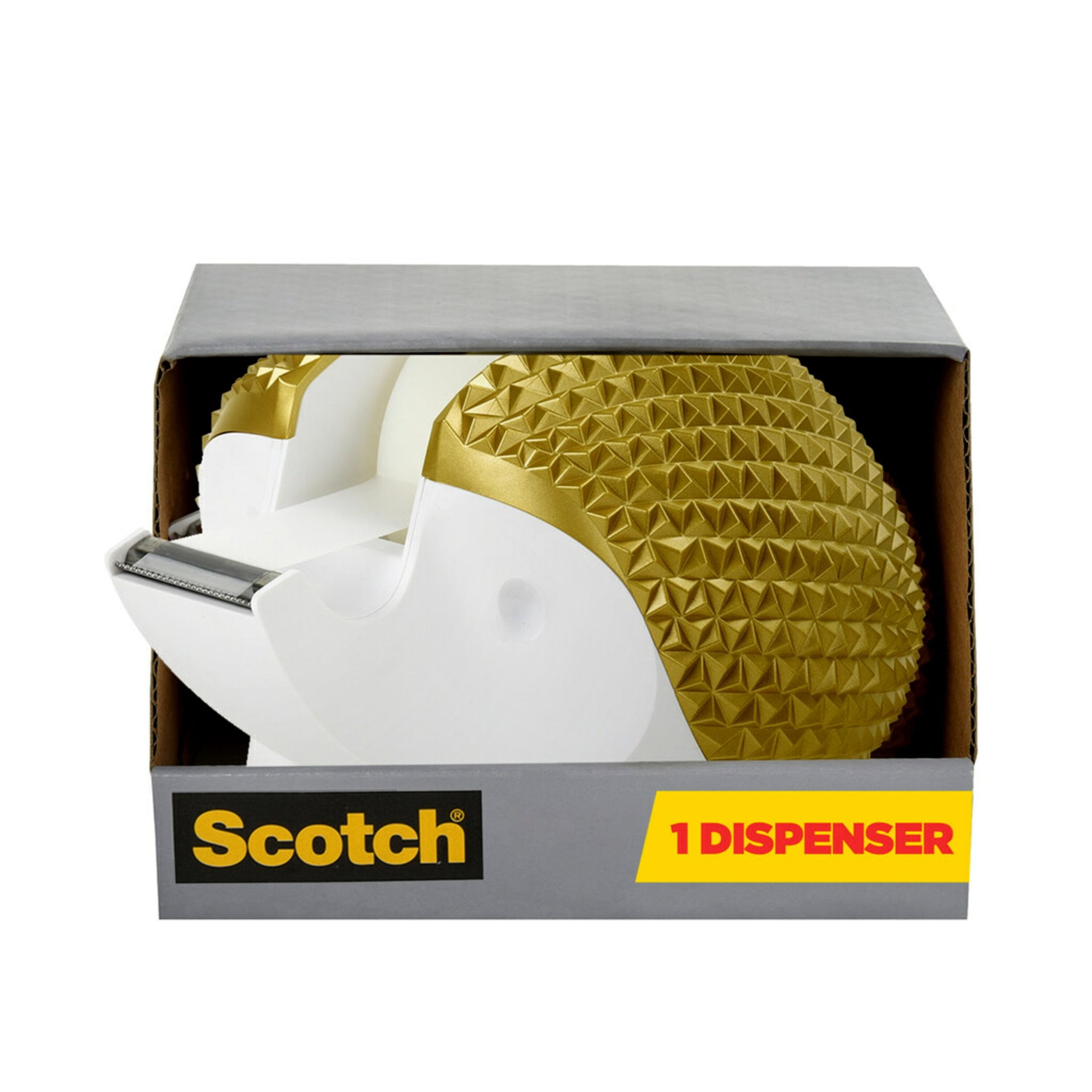 Gold and White Hedgehog Desktop Tape Dispenser