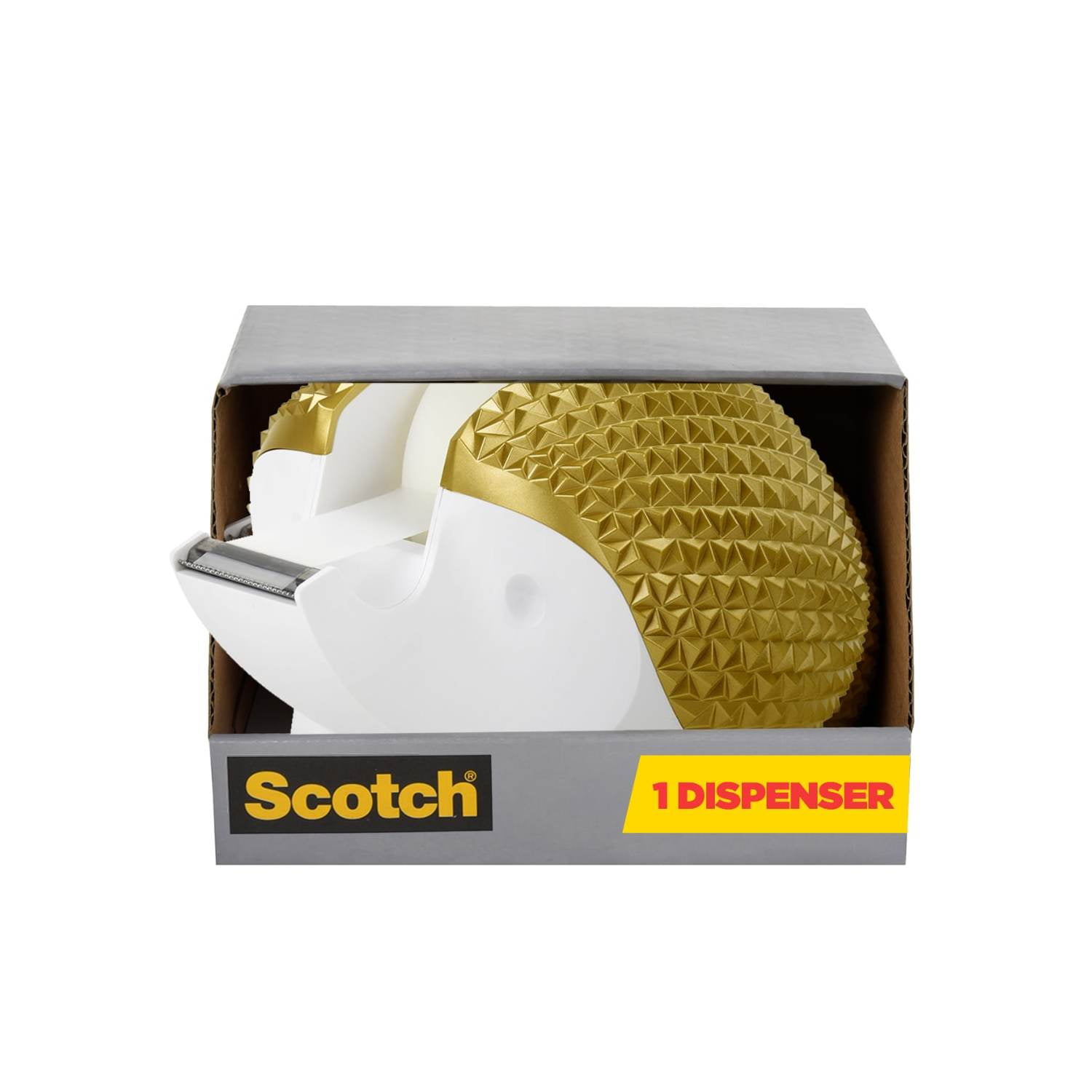 Gold and White Hedgehog Desktop Tape Dispenser
