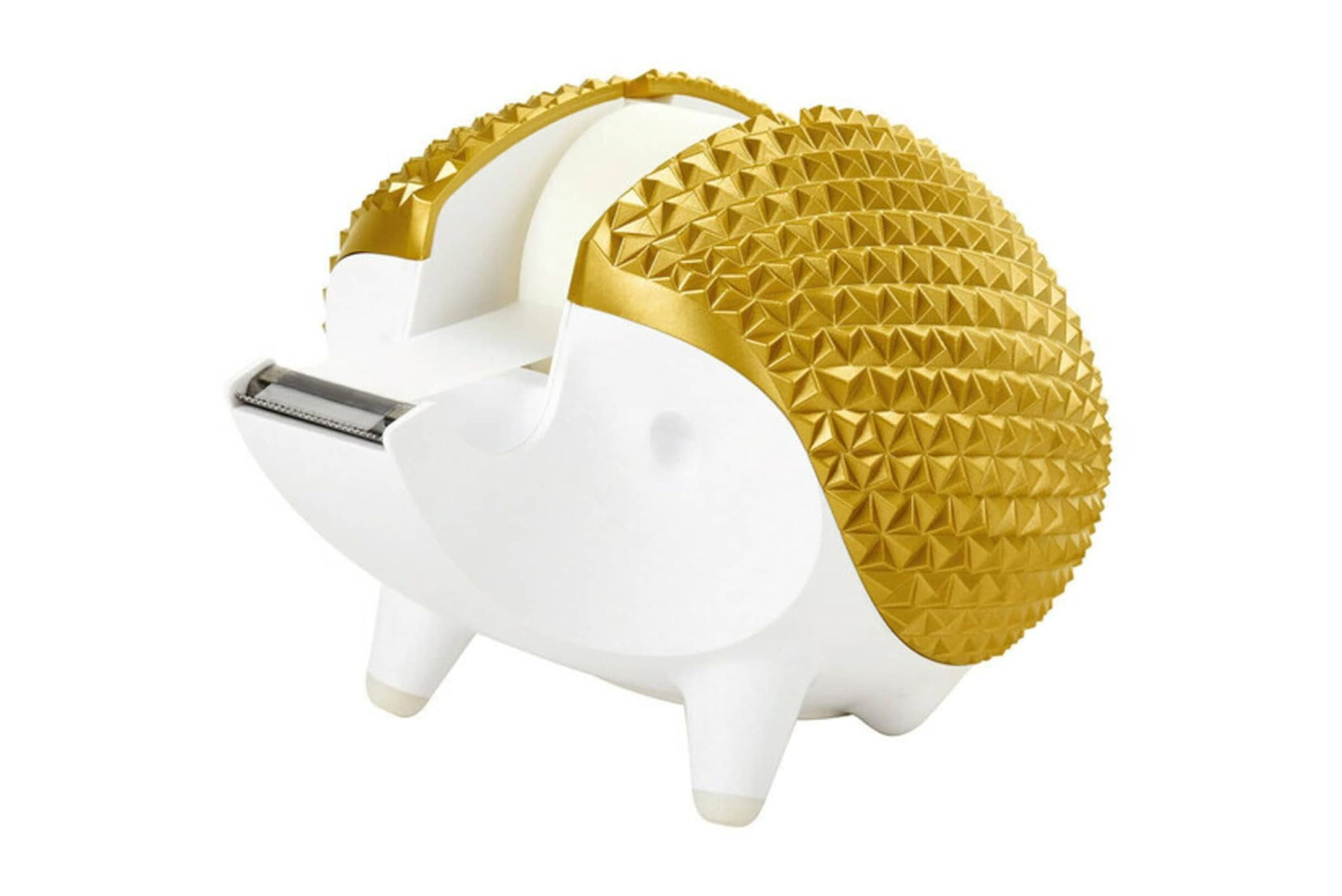 Gold and White Hedgehog Desktop Tape Dispenser