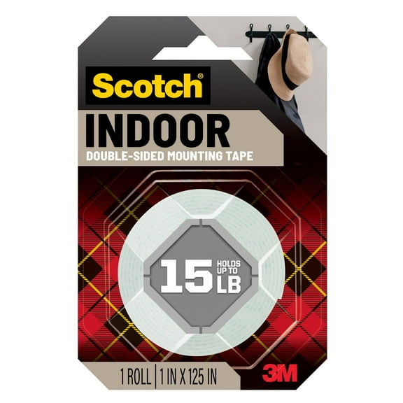 Scotch Indoor Double-Sided Mounting Tape, 1 in x 125 in, 1 Roll