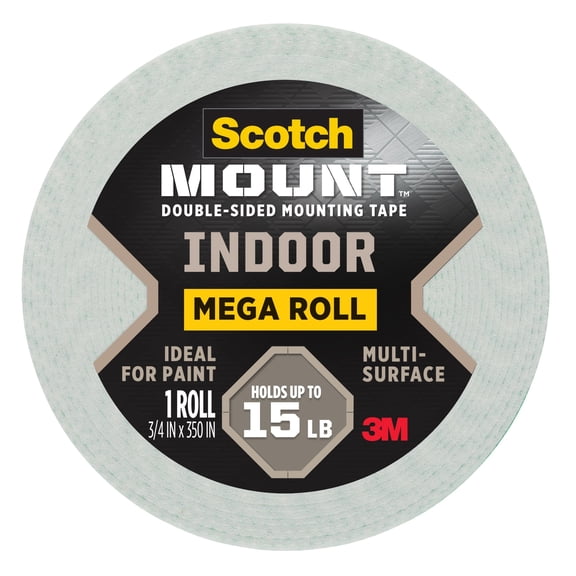 Scotch Indoor Double-Sided Mounting Tape, White, 3/4 in x 350 in, 1 Roll