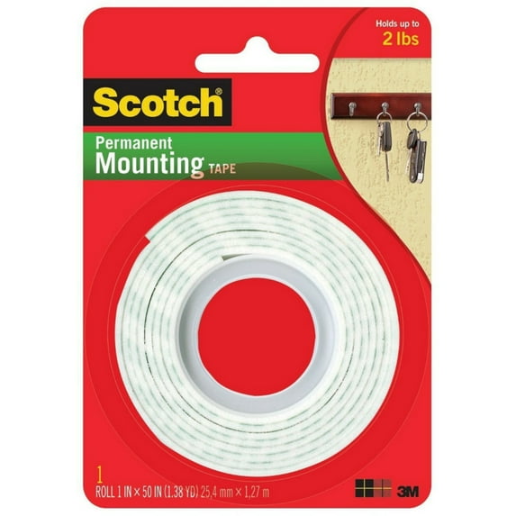 Scotch Indoor Mounting Tape, Heavy Duty 1'' x 50'' 1 ea (Pack of 2)