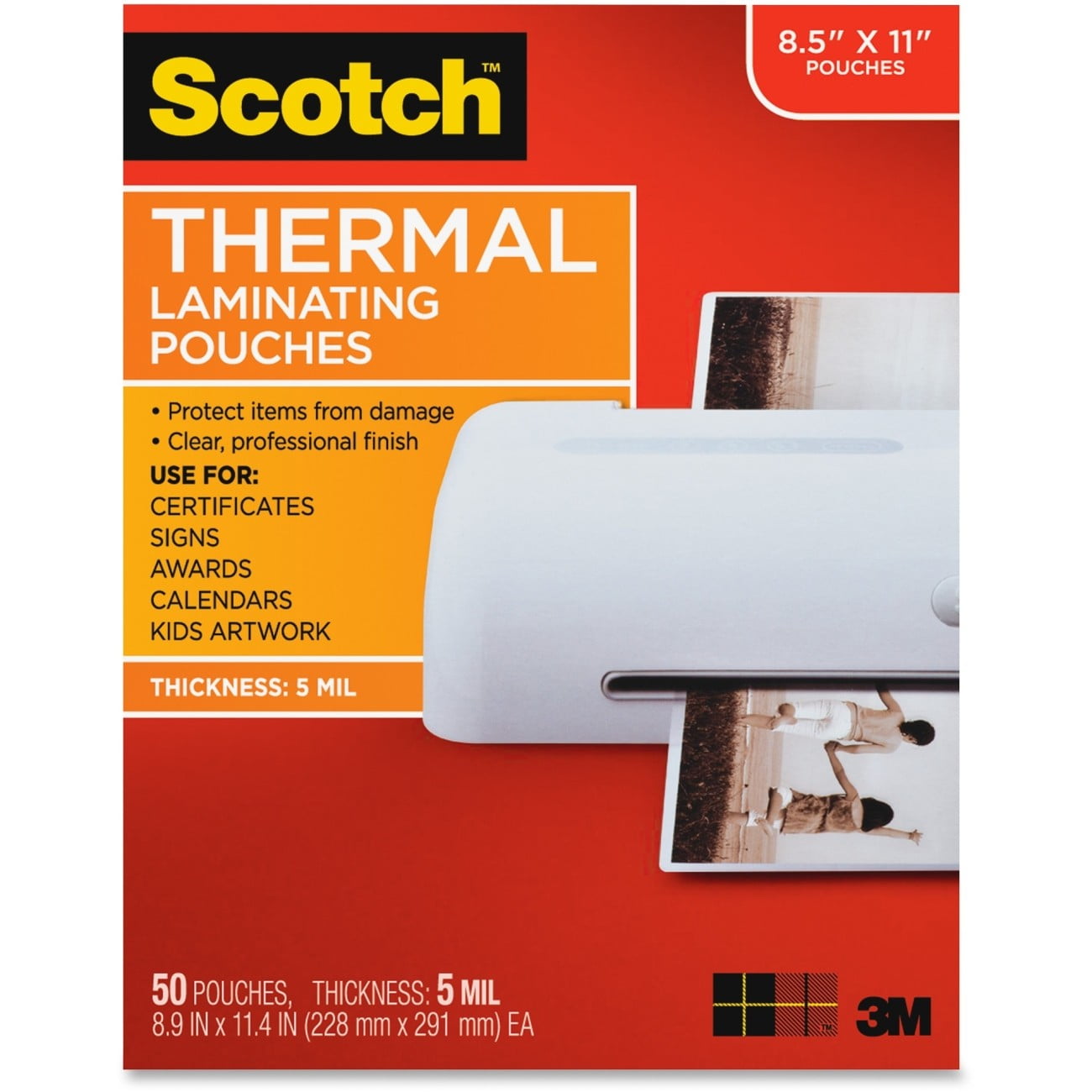 Scotch Thermal Laminating 5 Mil Laminating Pouches, 9" x 11.5", 50 Count