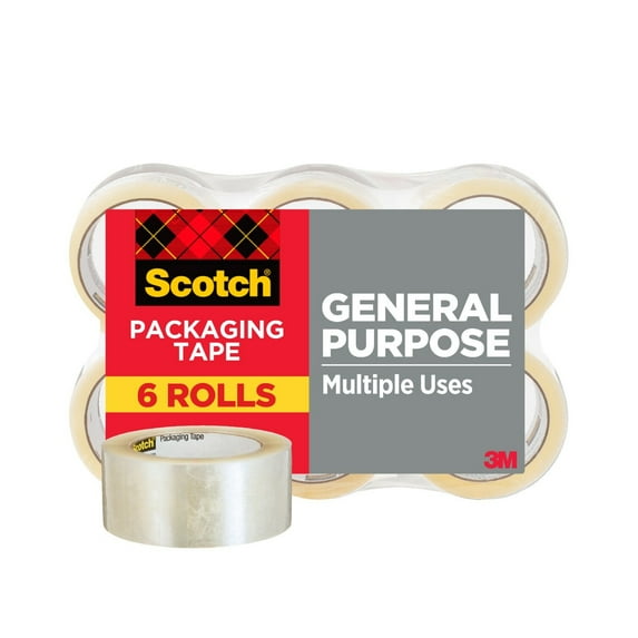 Scotch Light Duty Packaging Tape, Clear, 1.88" x 54.6 yds, 6 Rolls
