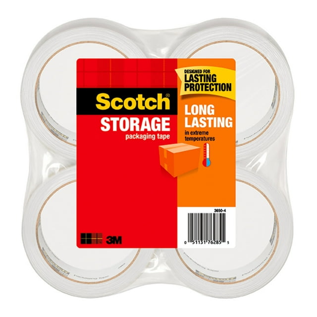 Scotch Long Lasting Storage Packaging Tape, 1.88 in x 54.6 yd, 4 Rolls