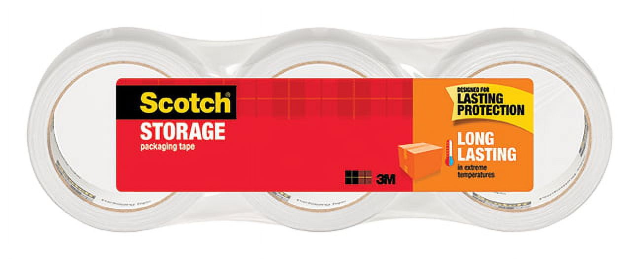 Scotch Long Lasting Storage Packaging Tape 3650-3, 1.88 in x 54.6 yd (48 mm x 50 m), 3pk