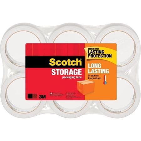Scotch Long Lasting Storage Packaging Tape- 6 pack 1.88" Width x 54.60 yd Length - 3" Core - Acrylic - 6 / Pack - Clear