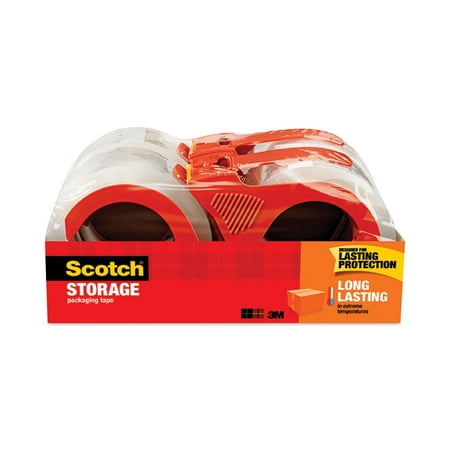 Scotch Long Lasting Storage Packaging Tape with Dispenser, Clear, 1.88 in x 38.2 yd, 4 Rolls and Dispensers