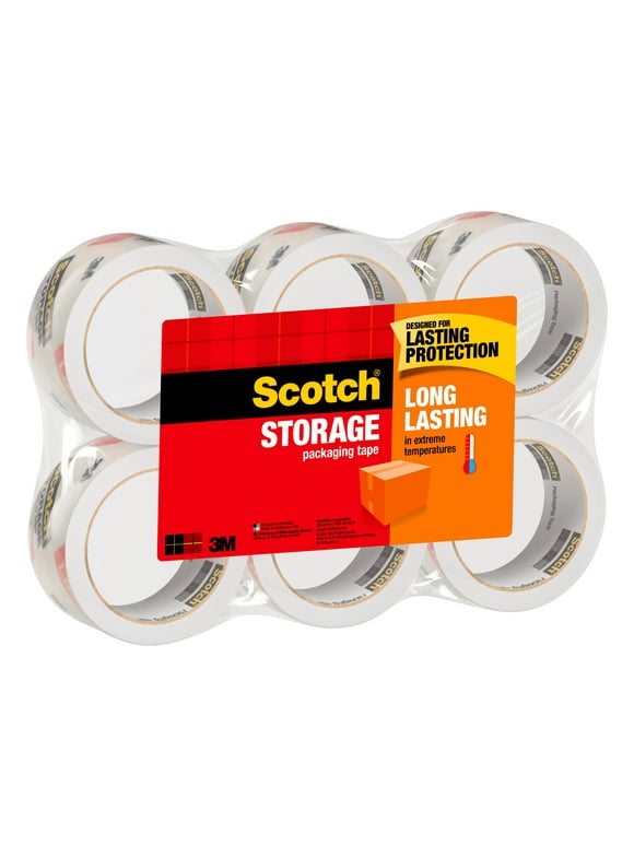 Scotch Long Lasting Storage Packing Tape, Clear, 1.88 in x 54.6 yd,6 rolls