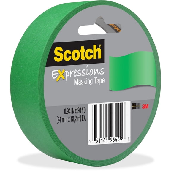 Scotch, MMM3437PGR, Expressions Masking Tape, 1 / Roll, Primary Green