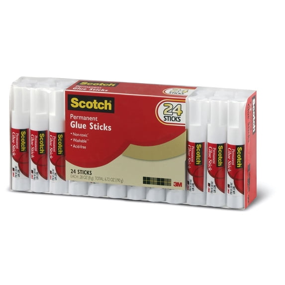 Scotch MMM600824S Permanent Glue Stick (Pack of 24), Clear RDD5