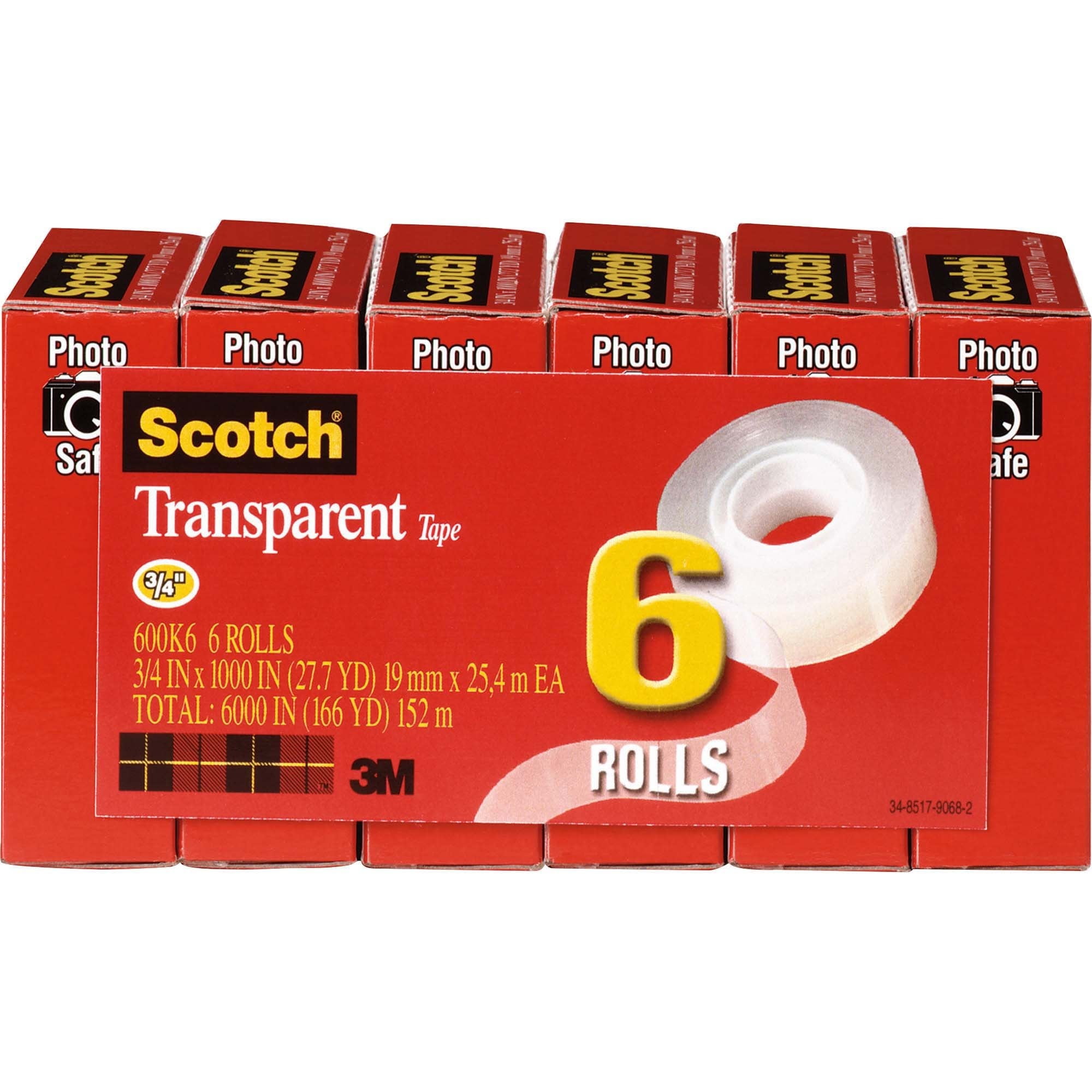 Scotch Tape Magic Tape, 19mm Wide x 25.4m, 8 Rolls, Office Tape