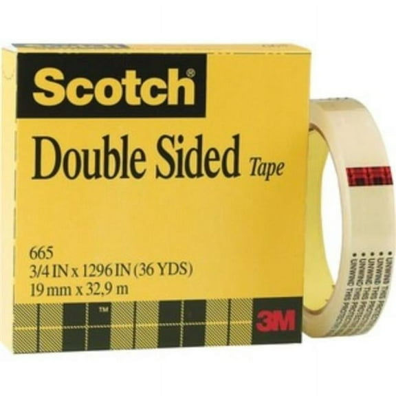 Scotch MMM665-2P12-36 0.5 x 12 in. Permanent Double-Sided Tape, Clear - Pack of 2
