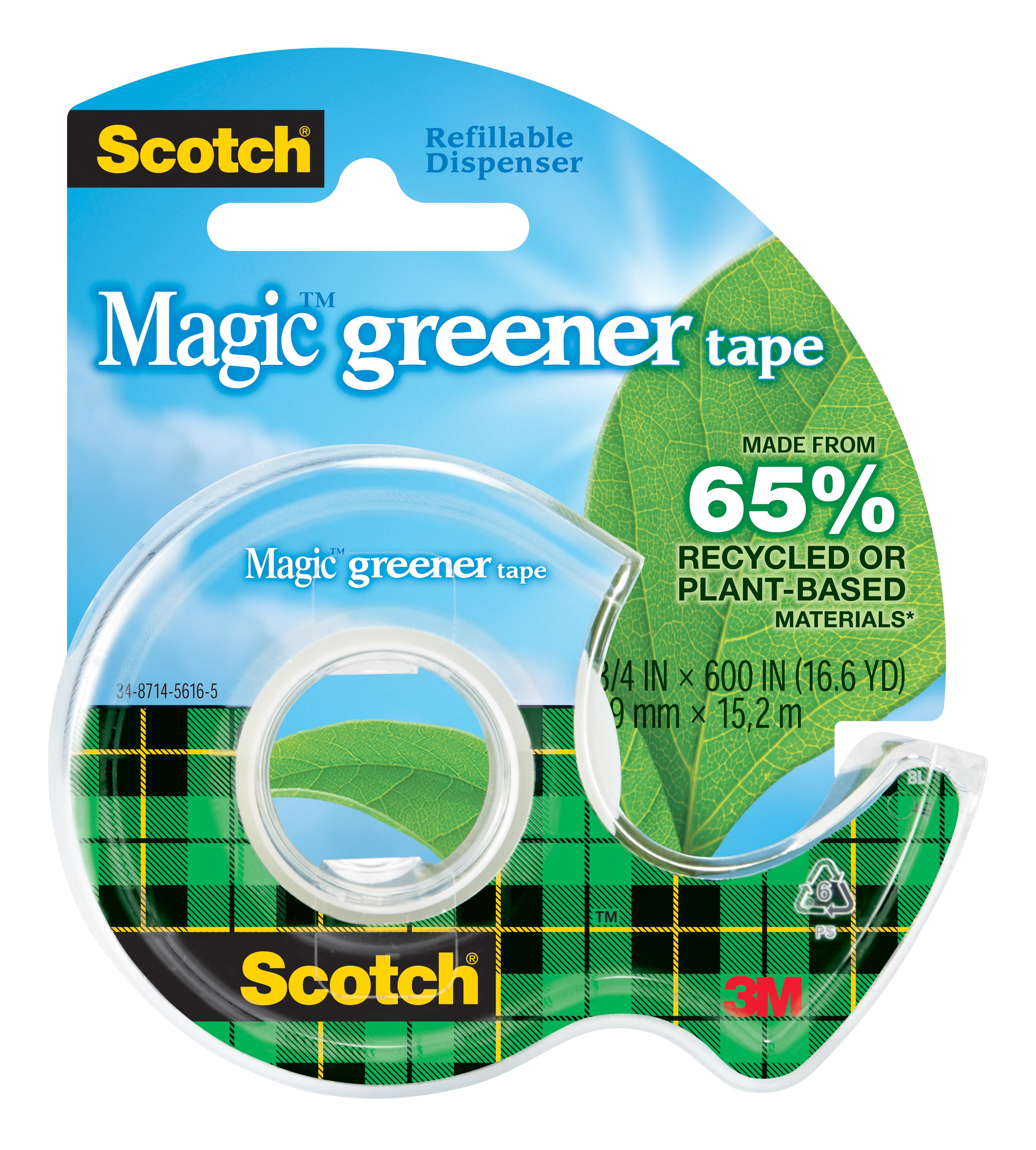 Scotch Magic Greener Tape 123, 3/4 in x 600 in (19 mm x 15,2 m)