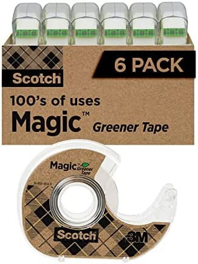 Scotch Magic Greener Tape, 6 Rolls, Numerous Applications, Invisible, Engineered for Repairing, 3/4 x 600 Inches, Dispensered (6123)