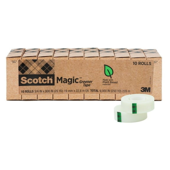 Scotch Magic Greener Tape, Clear, 3/4 in. x 900 in., 10 Rolls